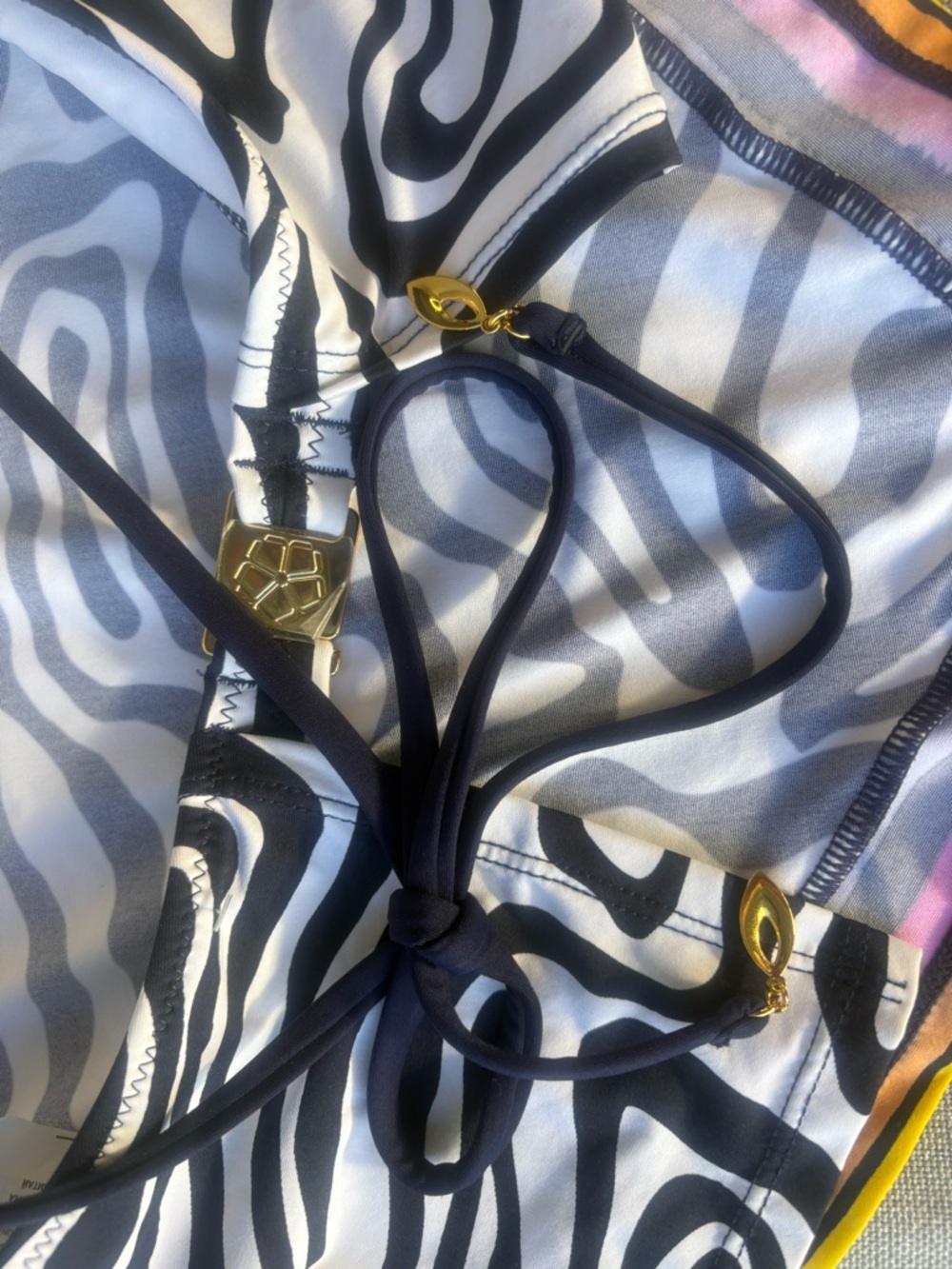 Trina Turk Zebra Print Halter Scarf swim Top with Colorful Trim No bottom - Picture 8 of 10